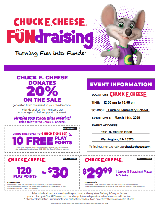  Chuck E. Cheese Fundraiser
